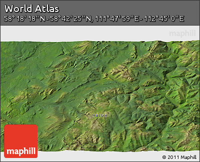 Satellite 3D Map of the Area around 58° 30' 22" N, 112° 16' 30" E