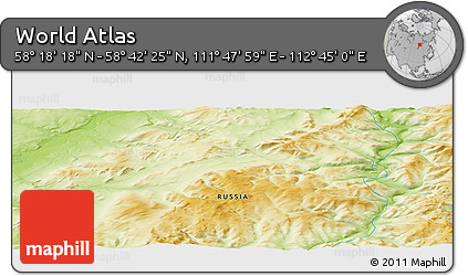 Physical Panoramic Map of the Area around 58° 30' 22" N, 112° 16' 30" E