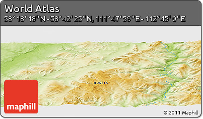 Physical Panoramic Map of the Area around 58° 30' 22" N, 112° 16' 30" E
