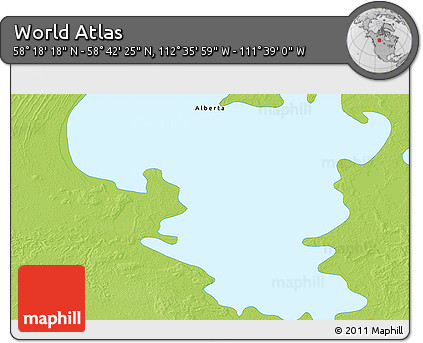 Physical 3D Map of the Area around 58° 30' 22" N, 112° 7' 30" W