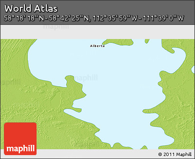 Physical 3D Map of the Area around 58° 30' 22" N, 112° 7' 30" W