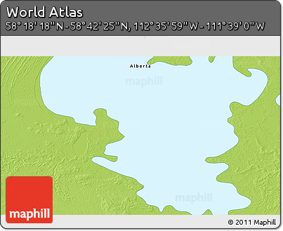 Physical 3D Map of the Area around 58° 30' 22" N, 112° 7' 30" W