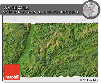 Satellite 3D Map of the Area around 58° 30' 22" N, 113° 7' 30" E