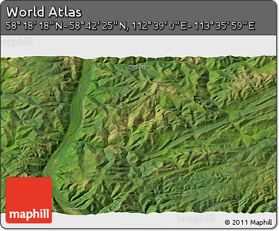 Satellite 3D Map of the Area around 58° 30' 22" N, 113° 7' 30" E