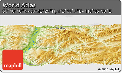 Physical Panoramic Map of the Area around 58° 30' 22" N, 113° 7' 30" E