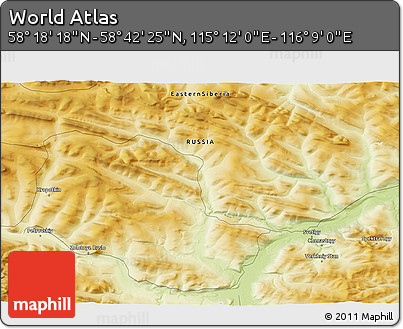 Physical 3D Map of the Area around 58° 30' 22" N, 115° 40' 30" E