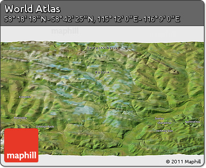 Satellite 3D Map of the Area around 58° 30' 22" N, 115° 40' 30" E