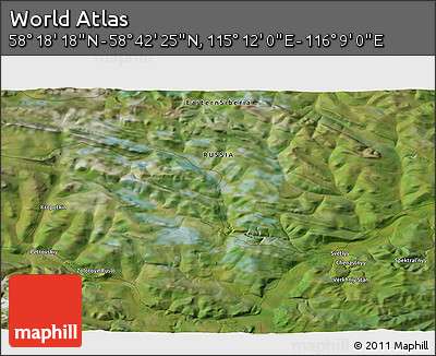 Satellite 3D Map of the Area around 58° 30' 22" N, 115° 40' 30" E