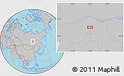 Gray Location Map of the area around 58° 30' 22" N, 115° 40' 30" E