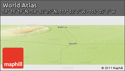 Physical Panoramic Map of the Area around 58° 30' 22" N, 117° 13' 29" W