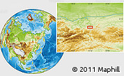 Physical Location Map of the area around 58° 30' 22" N, 121° 37' 30" E