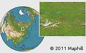 Satellite Location Map of the area around 58° 30' 22" N, 121° 37' 30" E