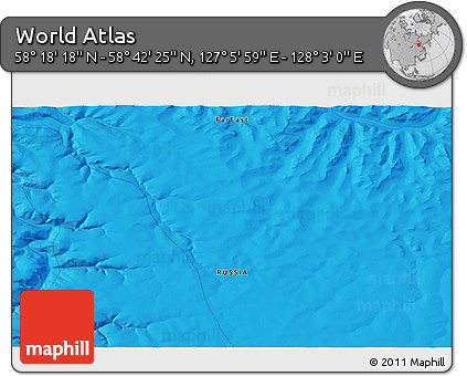 Political 3D Map of the Area around 58° 30' 22" N, 127° 34' 30" E