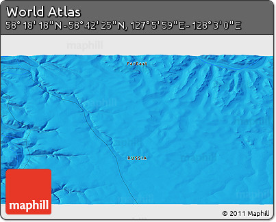 Political 3D Map of the Area around 58° 30' 22" N, 127° 34' 30" E