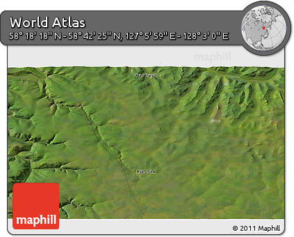 Satellite 3D Map of the Area around 58° 30' 22" N, 127° 34' 30" E