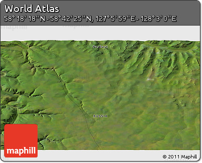 Satellite 3D Map of the Area around 58° 30' 22" N, 127° 34' 30" E