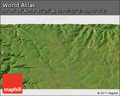 Satellite 3D Map of the Area around 58° 30' 22" N, 127° 34' 30" E