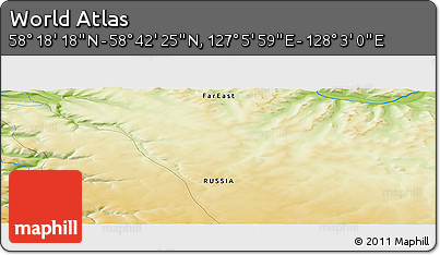 Physical Panoramic Map of the Area around 58° 30' 22" N, 127° 34' 30" E