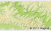 Physical 3D Map of the area around 58° 30' 22" N, 134° 22' 30" E