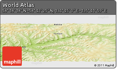 Physical Panoramic Map of the Area around 58° 30' 22" N, 135° 13' 29" E