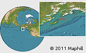Satellite Location Map of the area around 58° 30' 22" N, 151° 13' 29" W