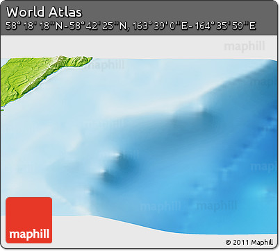 Physical 3D Map of the Area around 58° 30' 22" N, 164° 7' 30" E