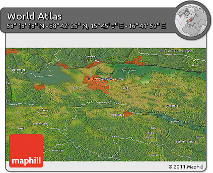 Satellite 3D Map of the Area around 58° 30' 22" N, 16° 13' 30" E