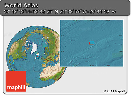 Satellite Location Map of the Area around 58° 30' 22" N, 21° 10' 29" W