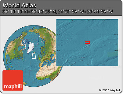 Satellite Location Map of the Area around 58° 30' 22" N, 21° 10' 29" W