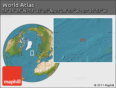 Satellite Location Map of the Area around 58° 30' 22" N, 21° 10' 29" W