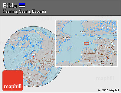 Gray Location Map of Eikla, hill shading