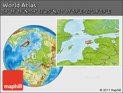 Physical Location Map of the Area around 58° 30' 22" N, 22° 10' 29" E
