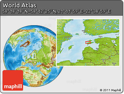Physical Location Map of the Area around 58° 30' 22" N, 22° 10' 29" E