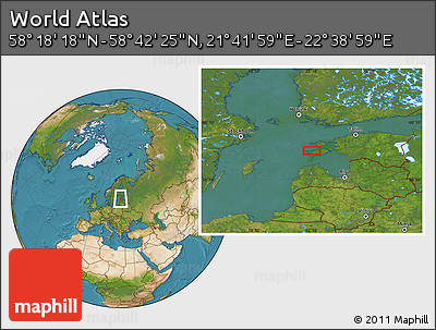 Satellite Location Map of the Area around 58° 30' 22" N, 22° 10' 29" E