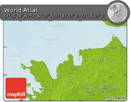Physical Map of the Area around 58° 30' 22" N, 22° 10' 29" E