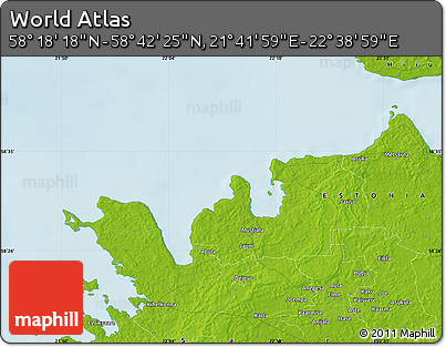 Physical Map of the Area around 58° 30' 22" N, 22° 10' 29" E
