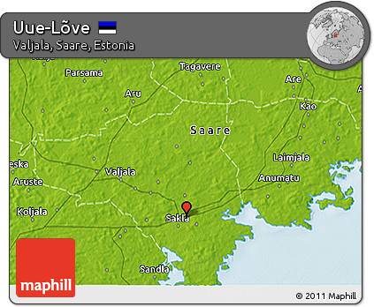 Physical 3D Map of Uue-Lõve