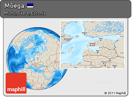 Shaded Relief Location Map of Mõega