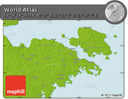Physical Map of the Area around 58° 30' 22" N, 23° 1' 29" E