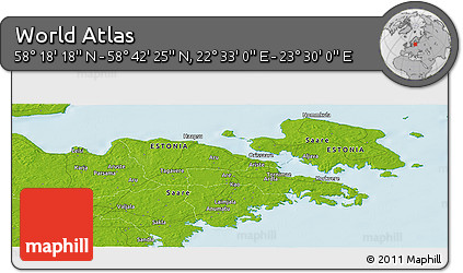 Physical Panoramic Map of the Area around 58° 30' 22" N, 23° 1' 29" E