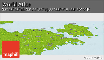 Physical Panoramic Map of the Area around 58° 30' 22" N, 23° 1' 29" E