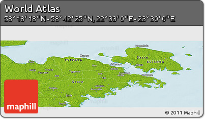 Physical Panoramic Map of the Area around 58° 30' 22" N, 23° 1' 29" E