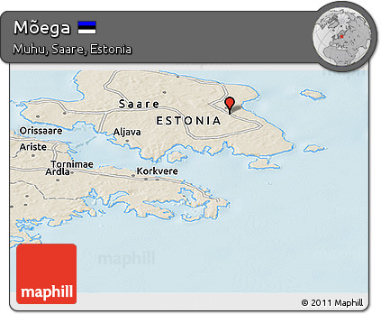 Shaded Relief Panoramic Map of Mõega
