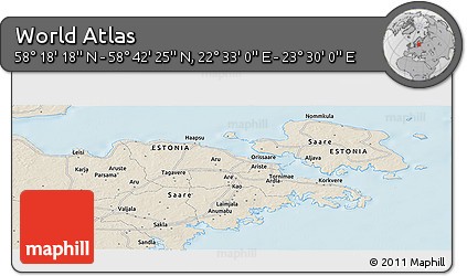 Shaded Relief Panoramic Map of the Area around 58° 30' 22" N, 23° 1' 29" E