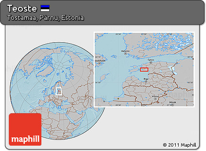 Gray Location Map of Teoste, hill shading