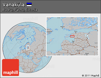 Gray Location Map of Vanaküla, hill shading
