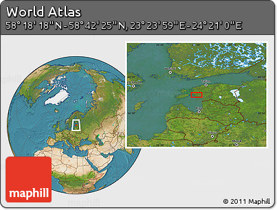 Satellite Location Map of the Area around 58° 30' 22" N, 23° 52' 30" E