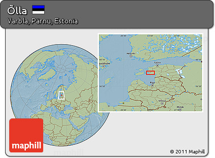 Savanna Style Location Map of Õlla, hill shading