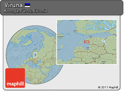 Savanna Style Location Map of Viruna, hill shading