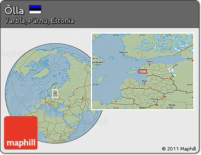 Savanna Style Location Map of Õlla, hill shading